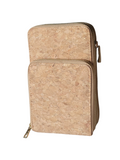 Cork Crossbody Phone Bag with Triple Zipper Design PBAG-121C Plain