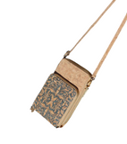 Cork Crossbody Phone Bag with Triple Zipper Design PBAG-121F