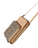 Cork Crossbody Phone Bag with Triple Zipper Design PBAG-121F