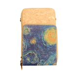 Cork Crossbody Phone Bag with Triple Zipper Design
