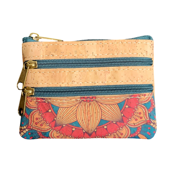 Triple Zipper Coin Purse Mandala