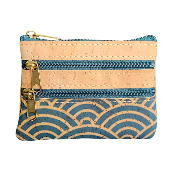 Triple Zipper Coin Purse Japanese wave