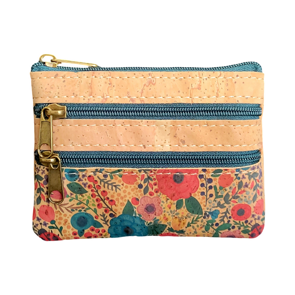 Triple Zipper Coin Purse Floral