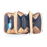 Cork Crossbody Phone Bag with Triple Zipper Design