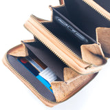 Cork Crossbody Phone Bag with Triple Zipper Design